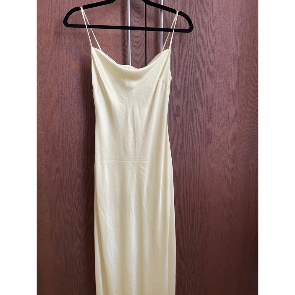 Express Satin Slip Dress in Pale Yellow - Picture 5 of 5